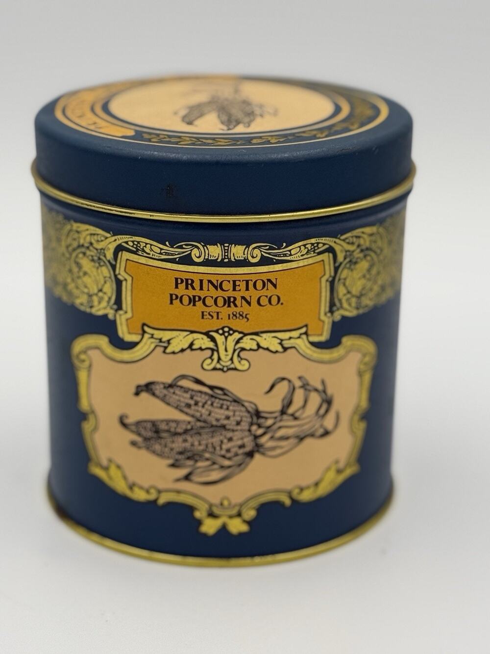Vintage Metal Tin With Lid Princeton Popcorn Co. EST 1885